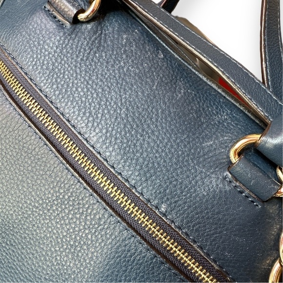Michael Kors Navy Blue Handbag Gold Metal Hardware - Picture 11 of 15